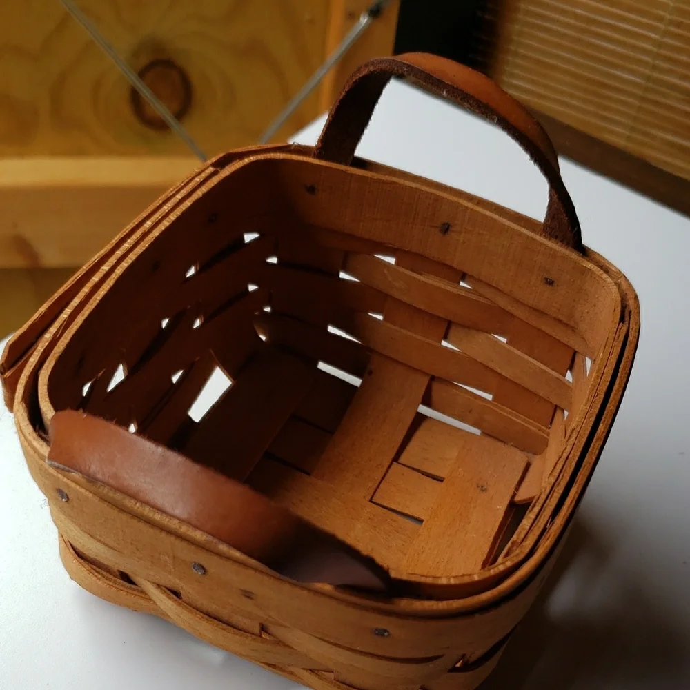 Longaberger Tan Accent Basket Handwoven Maple